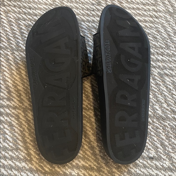 Salvatore Ferragamo Black Patterned Slide Sandals